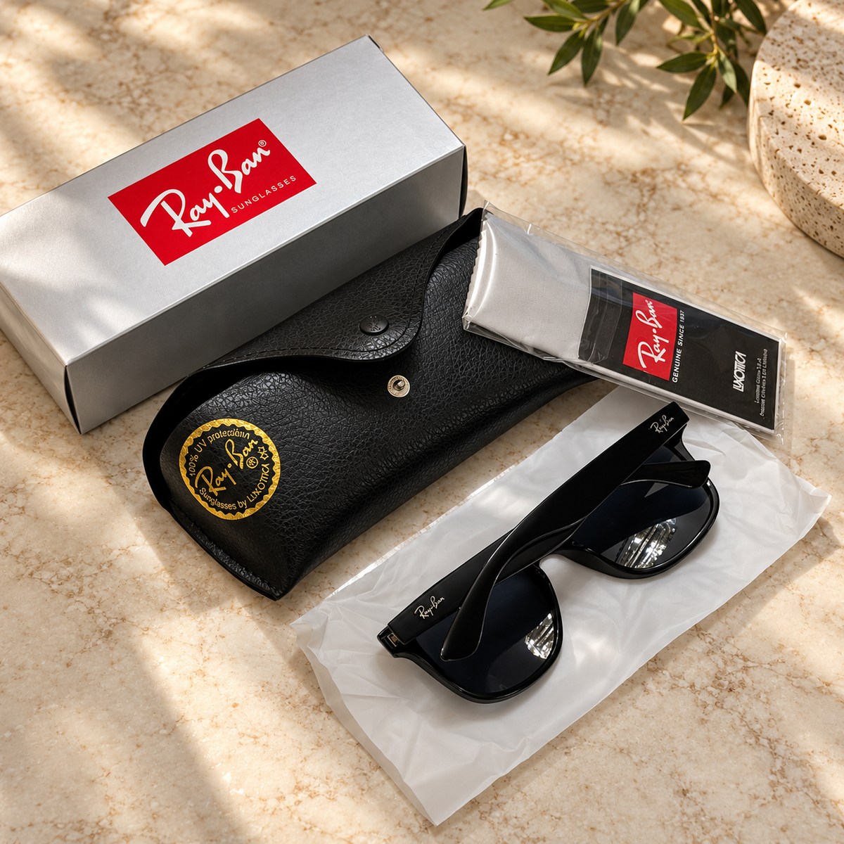 RB2140 Classic Black Designer Sunglasses – Premium UV Protection | Complete Set