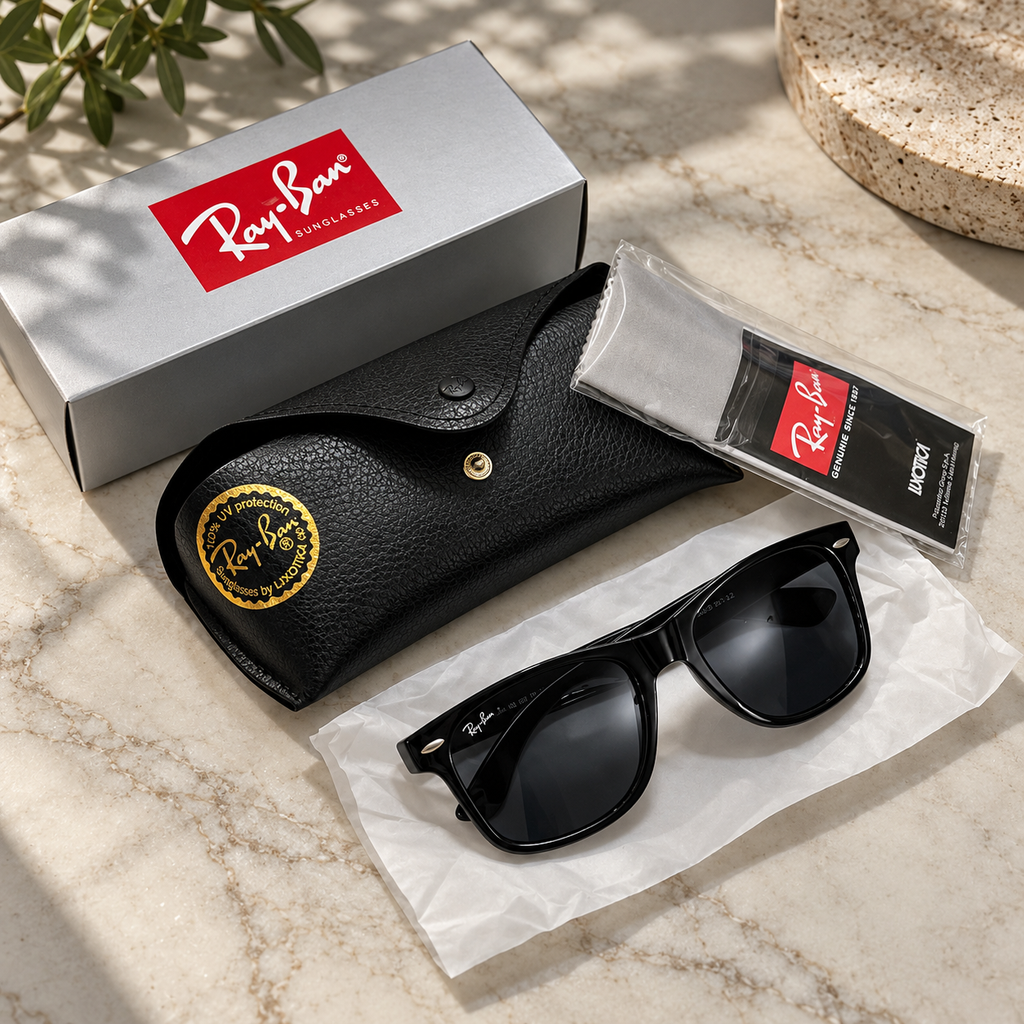 RB2140 Classic Black Designer Sunglasses – Premium UV Protection | Complete Set